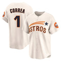 Houston Astros #1 Carlos Correa Player Cream CONTON Throwback Cooperstown Collection Limited Stitched Jerseys