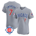 Chicago Cubs #7 Dansby Swanson Player Gray CONTON Road 150th Anniversary Limited Elite Home Stitched Jerseys