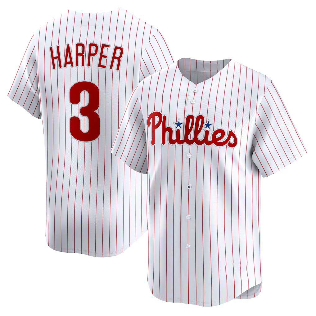 Philadelphia Phillies #3 Bryce Harper White CONTON Home Limited Player Jersey