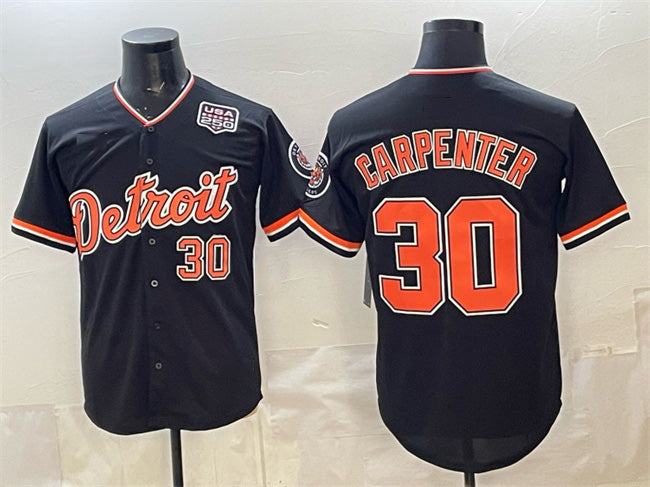 Detroit Tigers #30 Kerry Carpenter Black CONTON 2026 Alternate USA 250' Patch Vapor Premier Limited Stitched Jersey