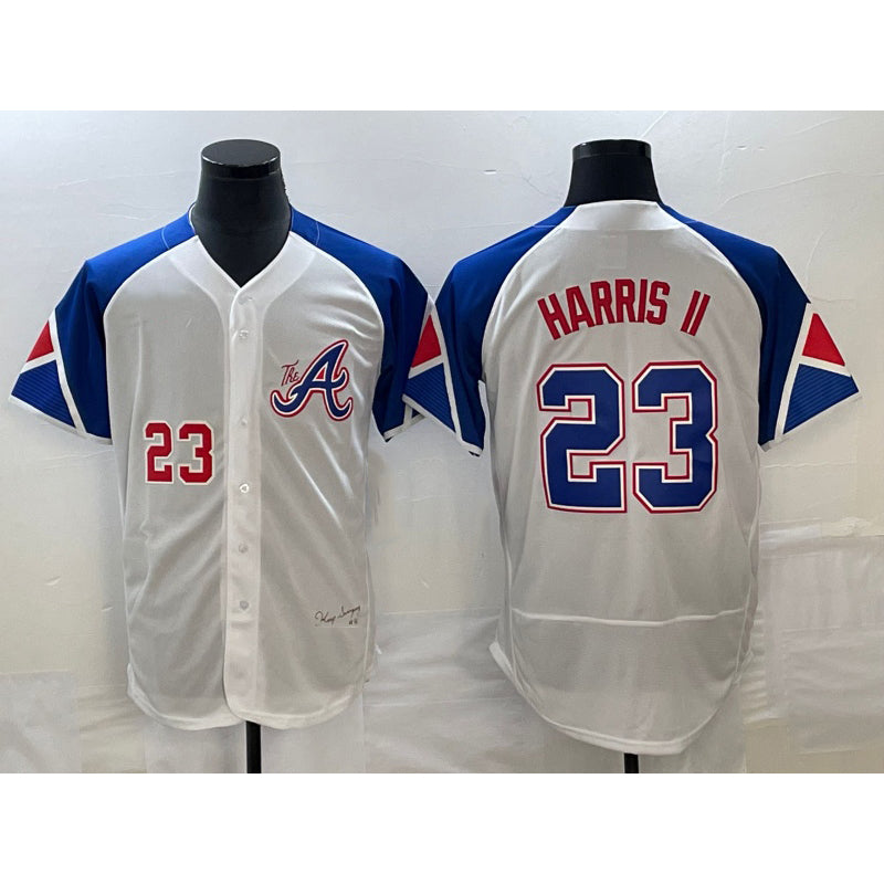 Atlanta Braves #23 Michael Harris II Number White CONTON 2023 City Connect Flex Base Stitched Jersey 3