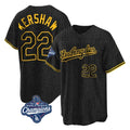 Los Angeles Dodgers #22 Clayton Kershaw Player Black CONTON World Series Meet Snake Skin City Game Home Stitched Jerseys