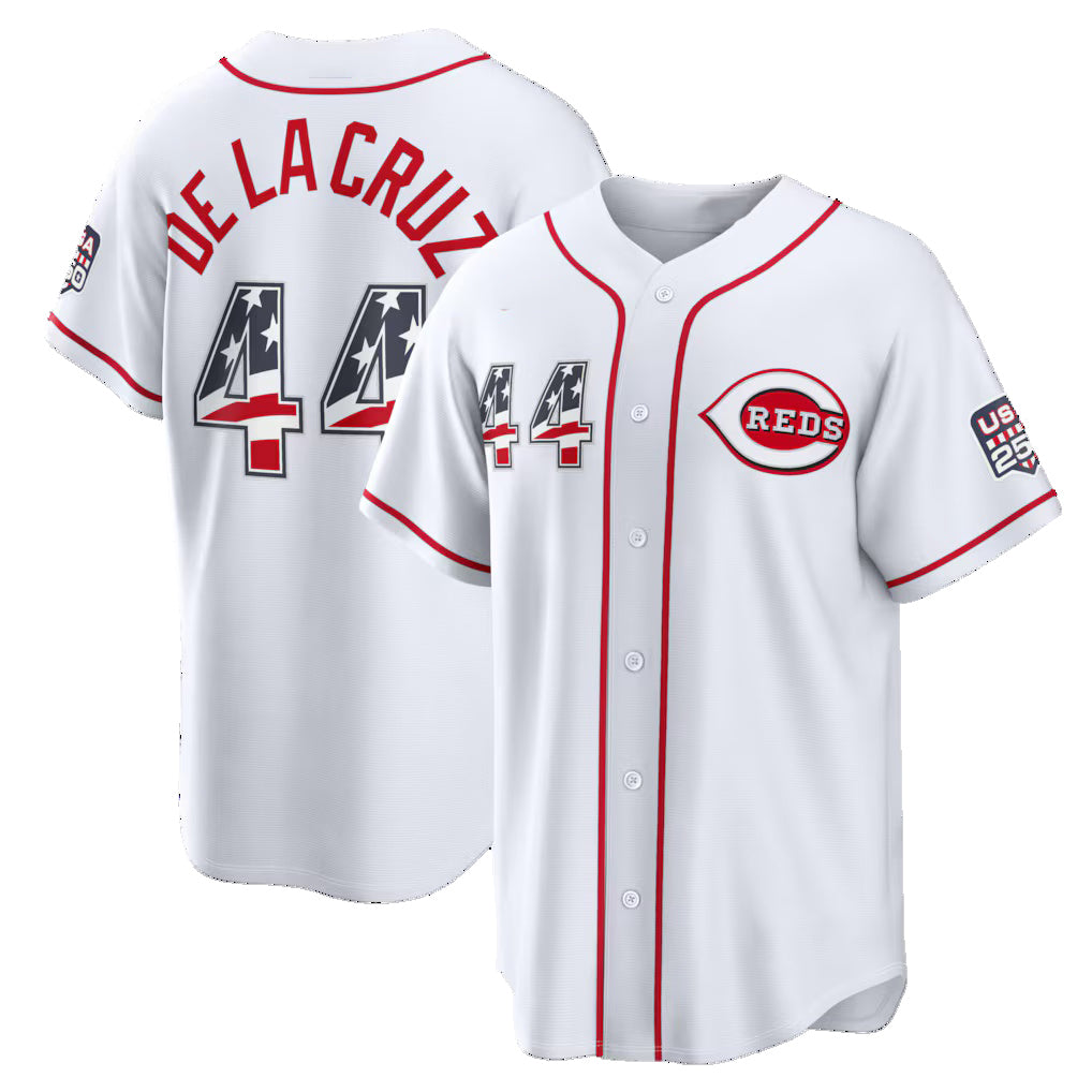 Cincinnati Reds #44 Elly De La Cruz USA 250 Fourth of July Home Stadium Jersey - White CONTON