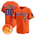 Custom Milwaukee Brewers x Dragon Ball Orange CONTON Vapor Premier Limited Jersey - All Stitched