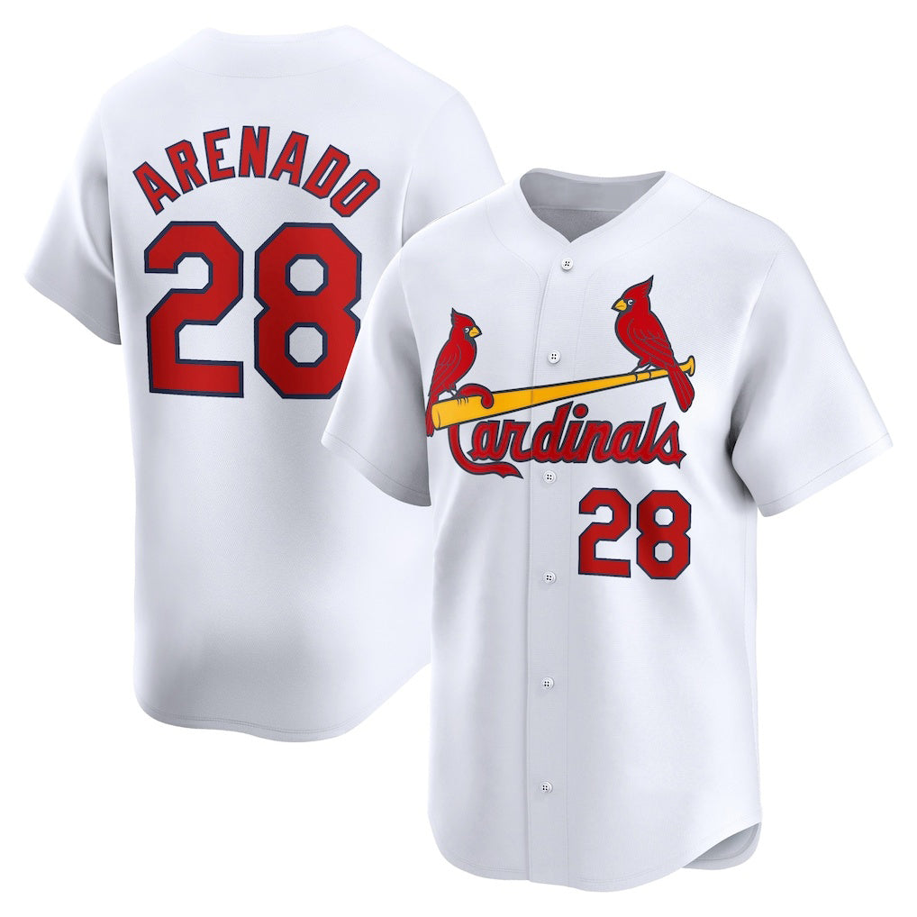 St. Louis Cardinals #28 Nolan Arenado White CONTON Home Limited Player Jersey