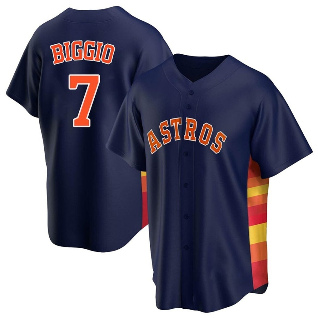 Houston Astros #7 Craig Biggio Player Navy CONTON Home Game Stitched Jerseys