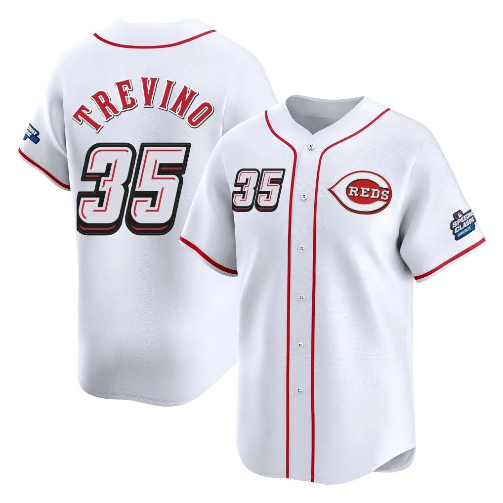 Cincinnati Reds #35 Jose Trevino Player White CONTON Speedway Classic Home Limited Stitched Jerseys