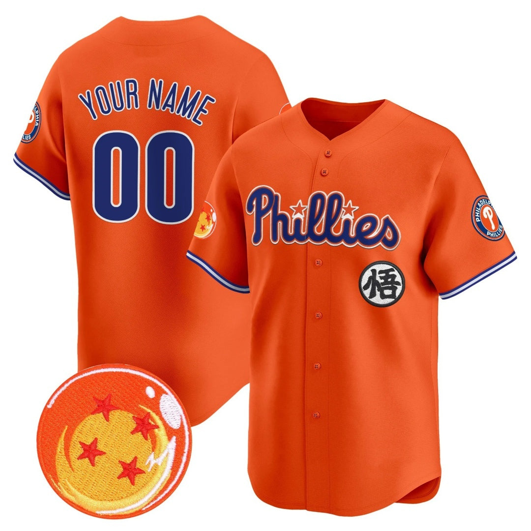 Custom Philadelphia Phillies x Dragon Ball Orange CONTON Vapor Premier Limited Jersey - All Stitched