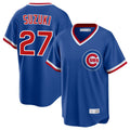Chicago Cubs #27 Seiya Suzuki Player Royal CONTON T-shirt Cooperstown Collection Limited Stitched Jerseys