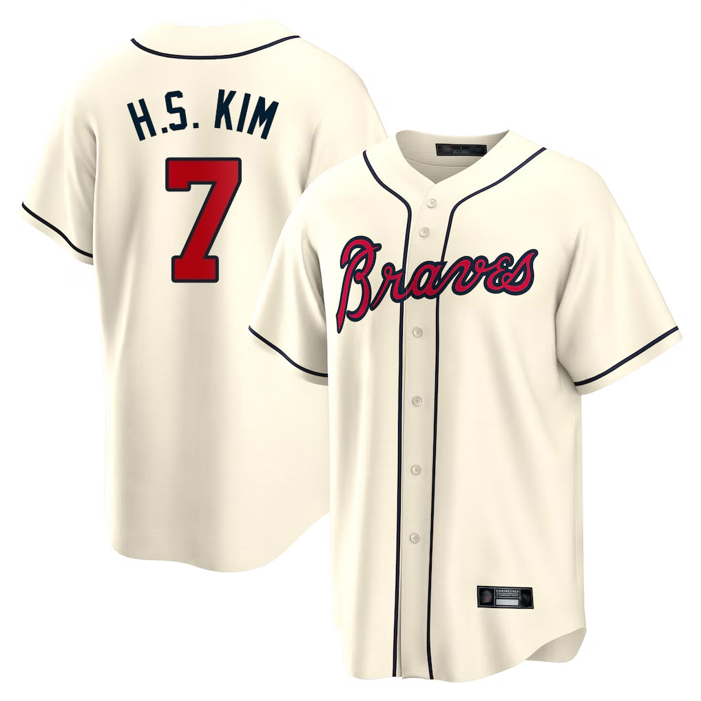 Atlanta Braves #7 Ha-Seong Kim Player Cream CONTON Home Game Stitched Jerseys