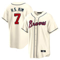 Atlanta Braves #7 Ha-Seong Kim Player Cream CONTON Home Game Stitched Jerseys