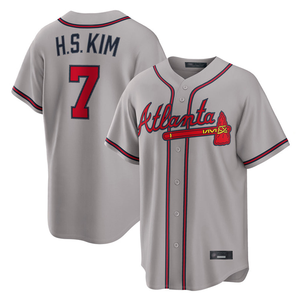Atlanta Braves #7 Ha-Seong Kim Player Gray CONTON Home Game Stitched Jerseys
