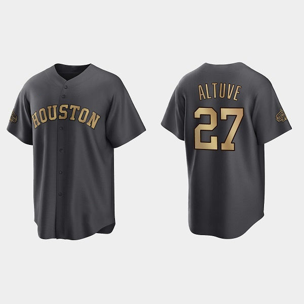 Houston Astros #27 Jose Altuve Charcoal CONTON 2022 All-Star Cool Base Stitched Jersey