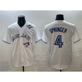 Toronto Blue Jays #4 George Springer White CONTON 2025 World Series Home Cool Base Stitched Jersey