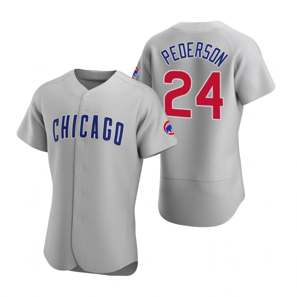 Chicago Cubs #24 Joc Pederson Gray CONTON Authentic Road Jersey