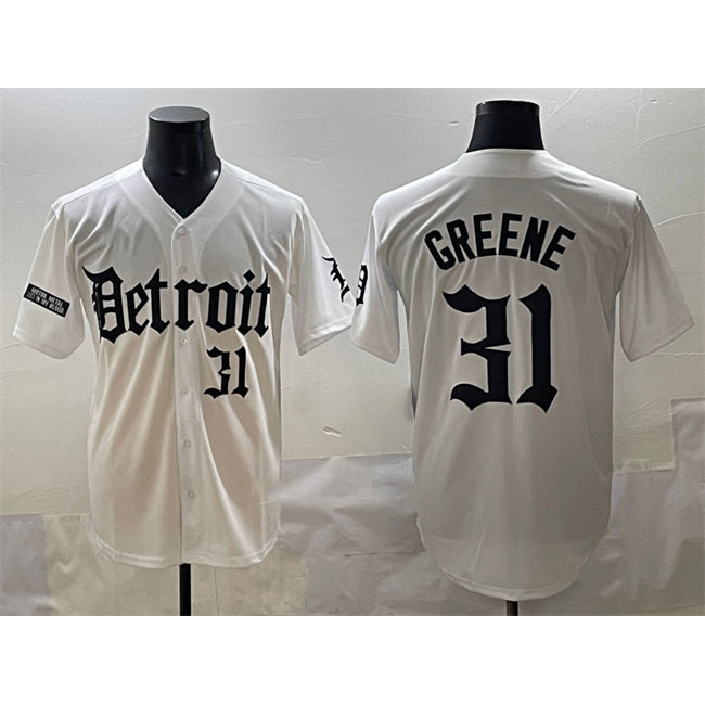 Detroit Tigers #31 Riley Greene White CONTON 'Motor Gothic Edition' Vapor Premier Limited Stitched Jersey