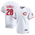 Cincinnati Reds #28 Eugenio Su¨¢rez Player White CONTON Limited Home Stitched Jerseys