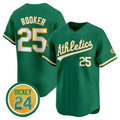 Oakland Athletics #25 Brent Rooker Green CONTON 2024 Limited With Rickey Henderson Patch Stitched Jersey