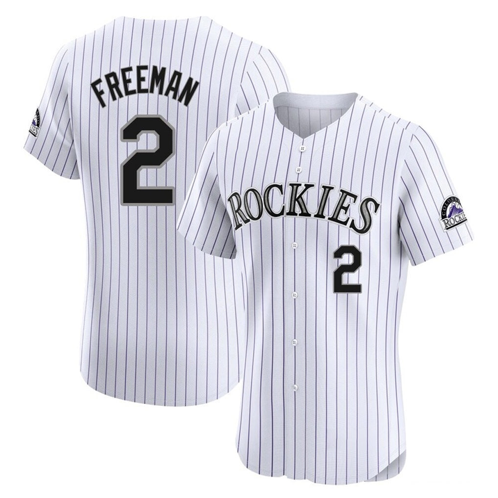 Colorado Rockies #2 Tyler Freeman Player White CONTON Limited Elite Home Stitched Jerseys