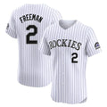 Colorado Rockies #2 Tyler Freeman Player White CONTON Limited Elite Home Stitched Jerseys