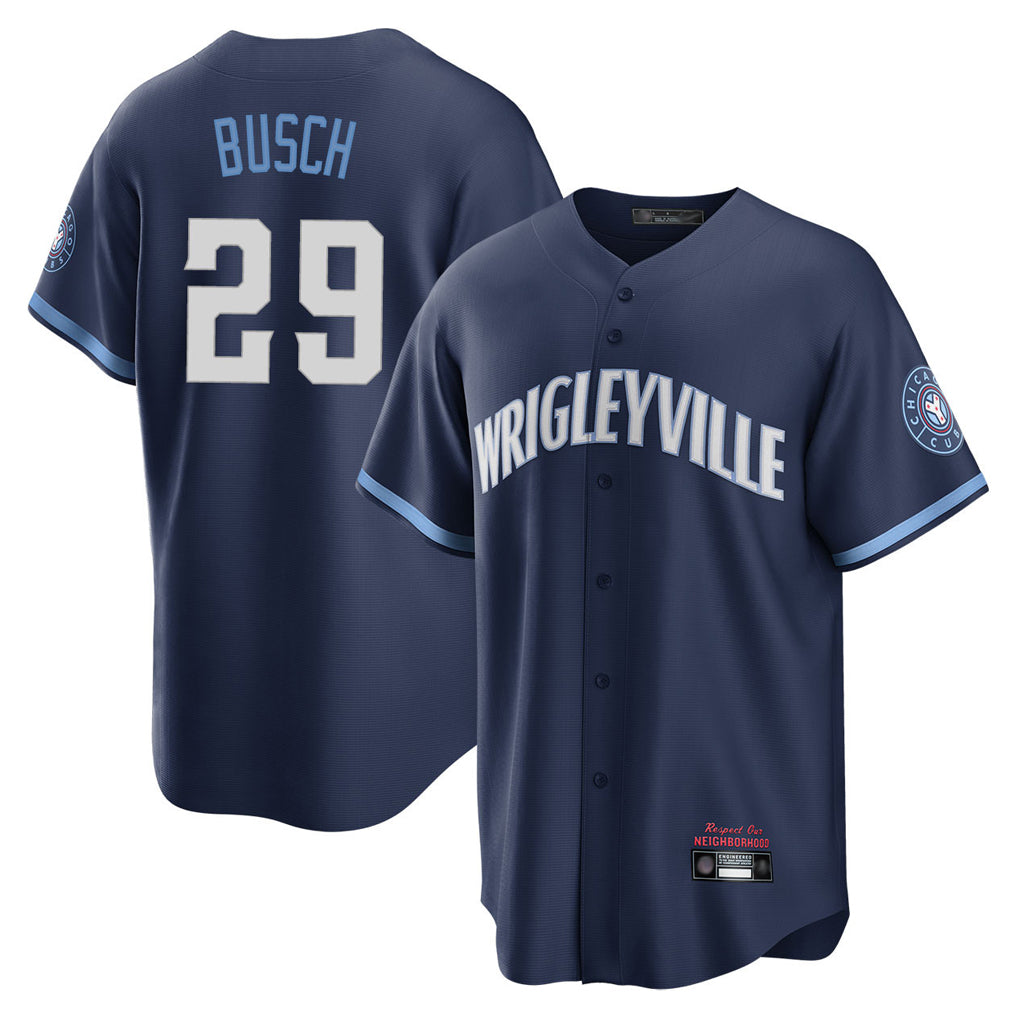 Chicago Cubs #29 Michael Busch Player Navy CONTON City Connect Home Game Stitched Jerseys
