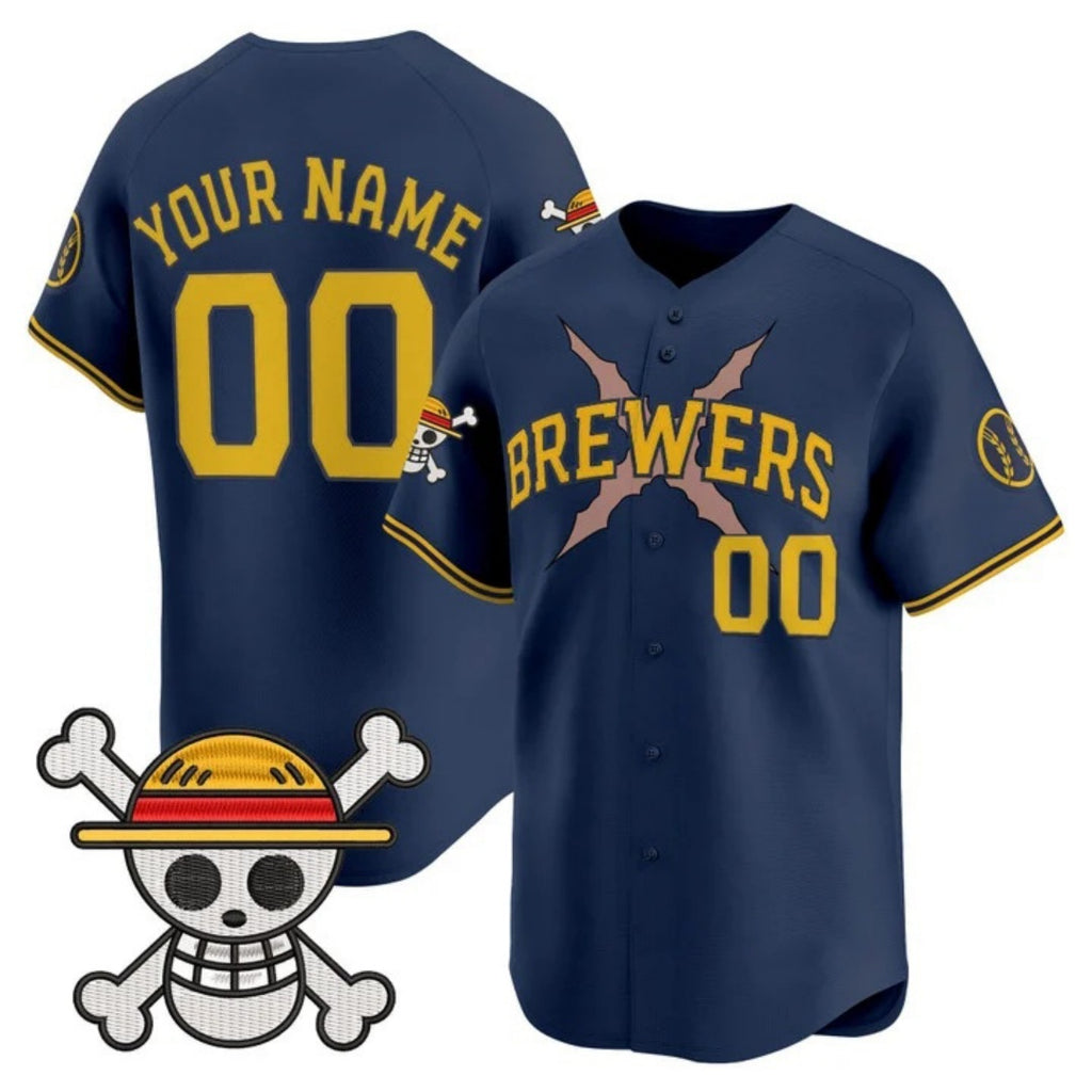 Custom Milwaukee Brewers x One Piece Navy CONTON Vapor Premier Limited Jersey - Stitched