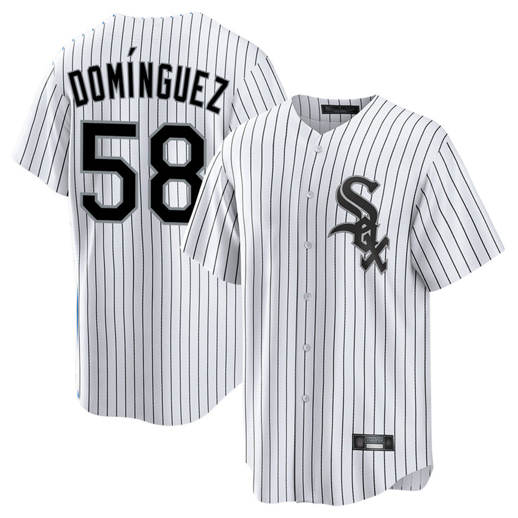 Chicago White Sox #58 Seranthony Dominguez Player White CONTON Stripe Home Game Stitched Jerseys