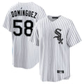 Chicago White Sox #58 Seranthony Dominguez Player White CONTON Stripe Home Game Stitched Jerseys