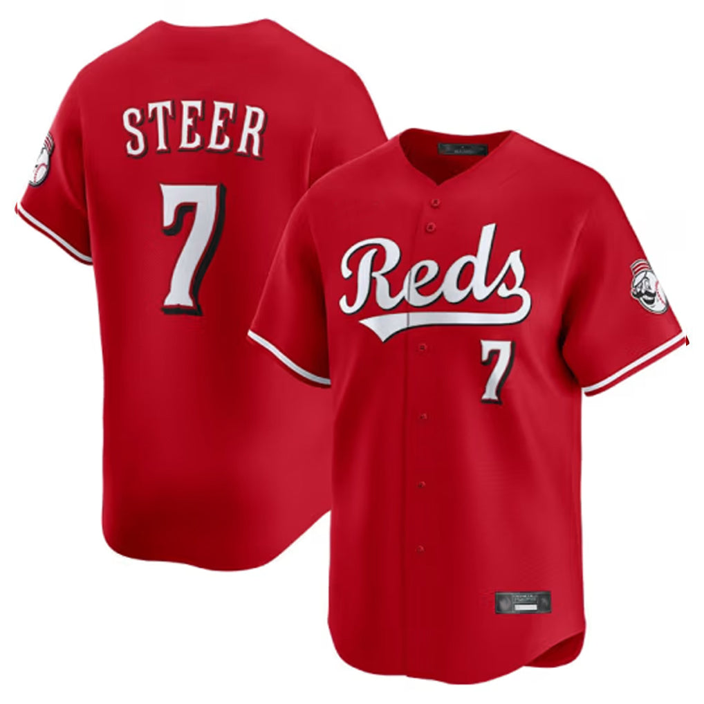 Cincinnati Reds #7 Spencer Steer Player Red CONTON Home Limited Stitched Jerseys