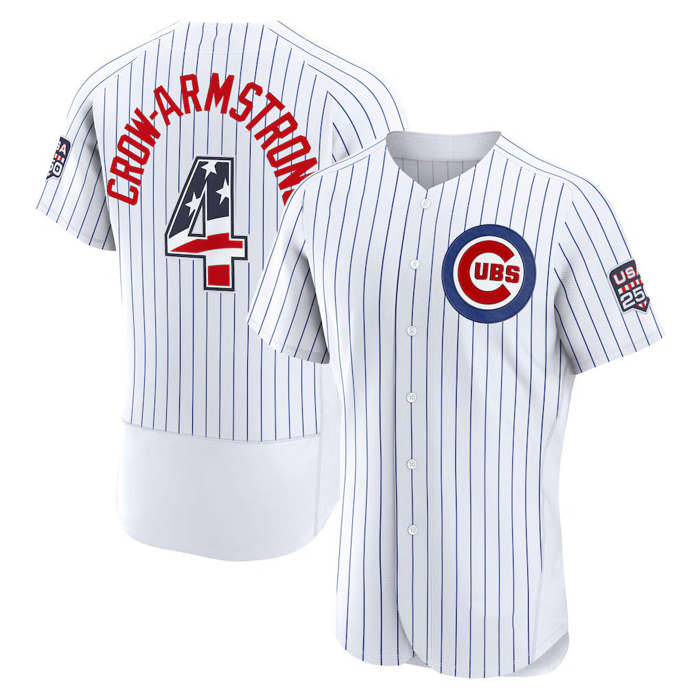 Chicago Cubs #4 Pete Crow-Armstrong USA 250 Fourth of July Home Authentic Jersey - White CONTON