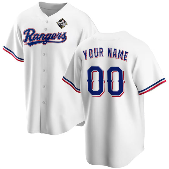 Custom Texas Rangers Active Player White CONTON 2023 World Series Stitched Jersey