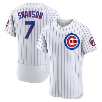 Chicago Cubs #7 Dansby Swanson White CONTON Home Stitched Flex Base Jersey