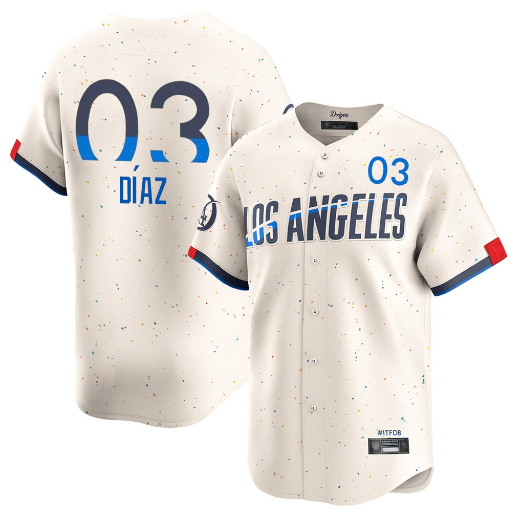 Los Angeles Dodgers #3 Edwin D¨ªaz Player Cream CONTON City Connect Limited Home Stitched Jerseys