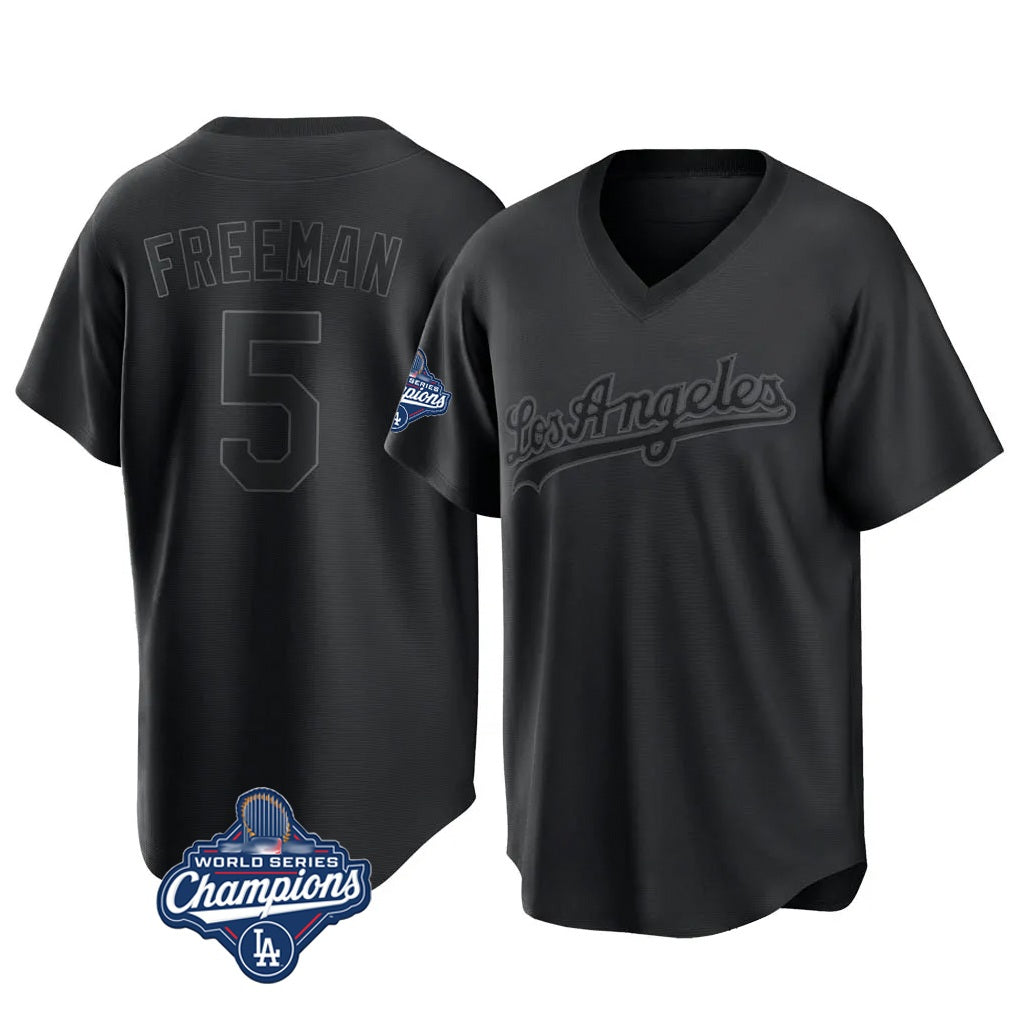 Los Angeles Dodgers #5 Freddie Freeman Player Black CONTON World Series Meet Pitch Fashion T-shirt Stitched Jerseys
