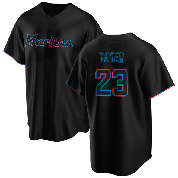 Miami Marlins #23 Max Meyer Black CONTON Cool Base Stitched Jersey