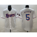 Texas Rangers #5 Corey Seager White CONTON 2023 World Series Champions Cool Base Jersey