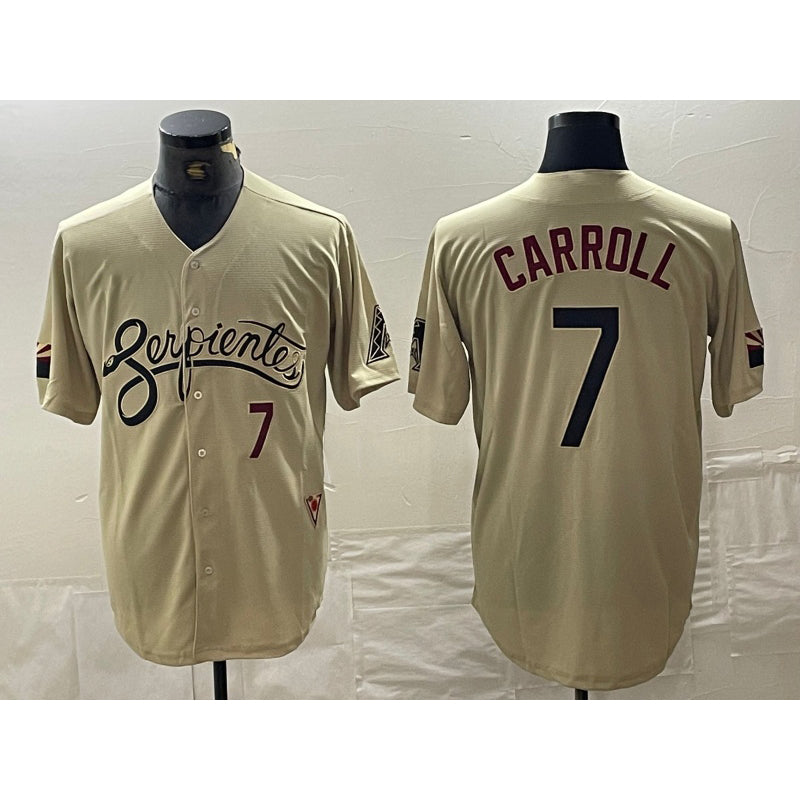 Arizona Diamondbacks #7 Corbin Carroll Number 2021 Gold CONTON City Connect Cool Base Stitched Jerseys