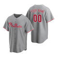 Custom Philadelphia Phillies Gray CONTON Stitched Cool Base Road Jersey