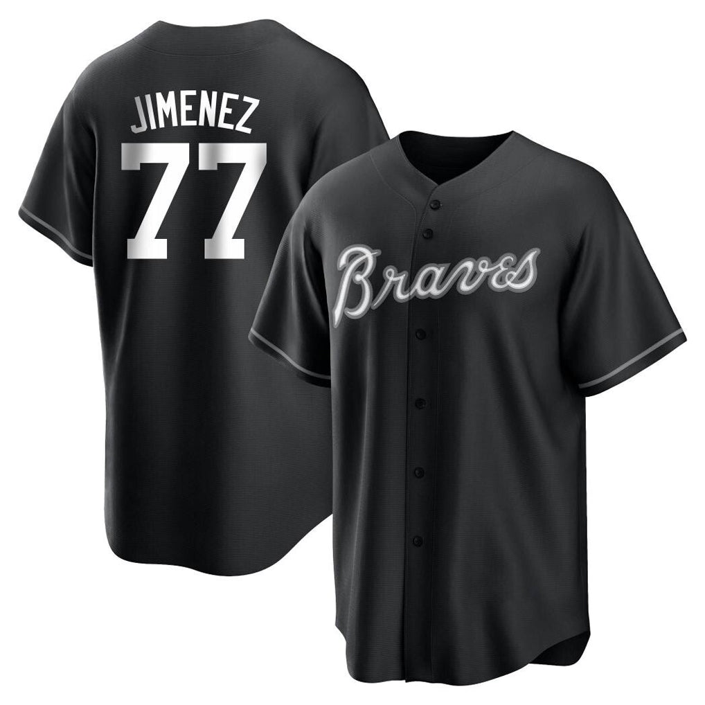 Atlanta Braves #77 Joe Jimenez Player Black CONTON Home Game Stitched Jerseys