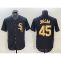 Chicago White Sox #45 Michael Jordan Black Gold CONTON Cool Base Stitched Jersey