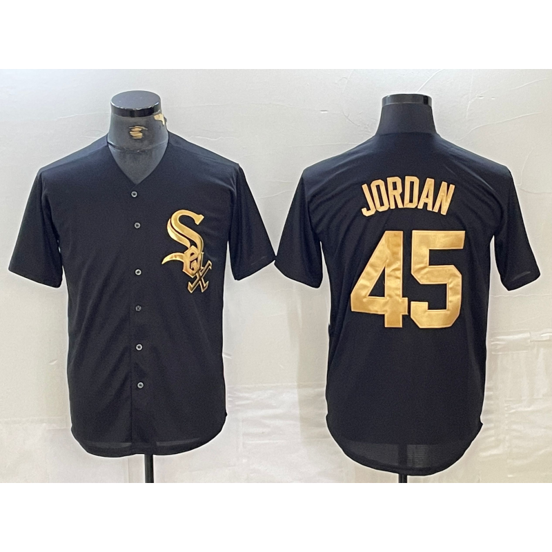 Chicago White Sox #45 Michael Jordan Black Gold CONTON Cool Base Stitched Jersey