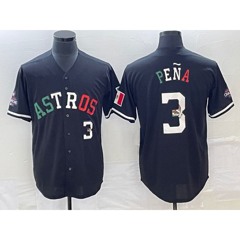 Houston Astros #3 Jeremy Pena Number Mexico Black CONTON Cool Base Stitched Jersey