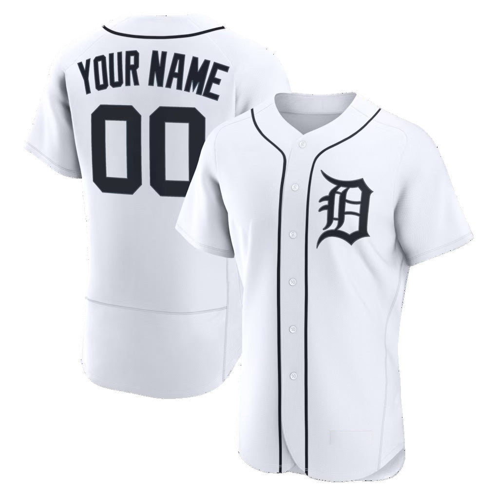 Custom Detroit Tigers White CONTON Home Authentic Jersey