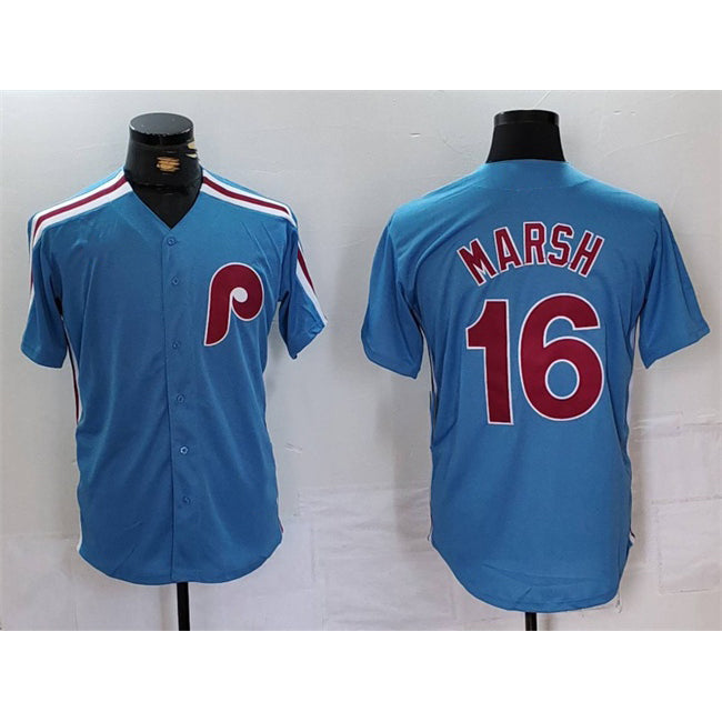 Philadelphia Phillies #16 Brandon Marsh Blue CONTON Cool Base Stitched Jersey