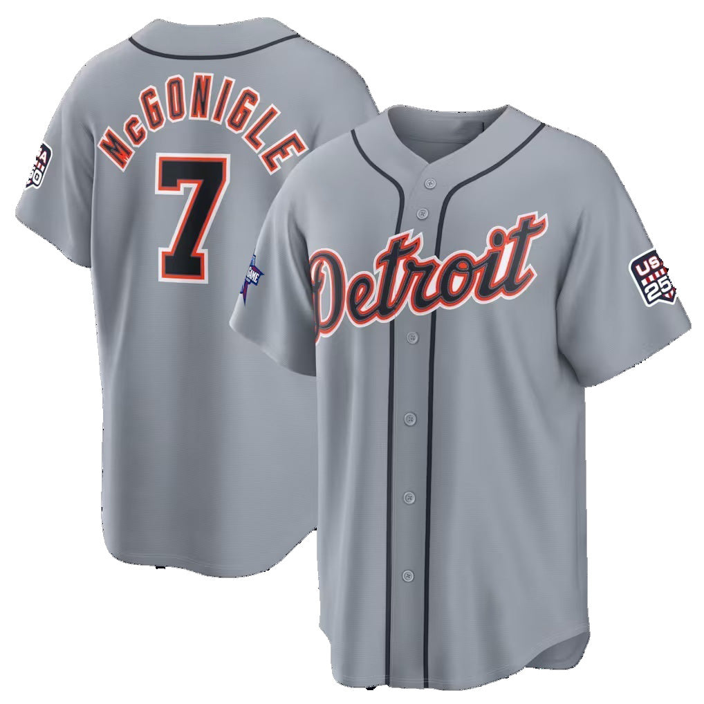 Detroit Tigers #7 Kevin McGonigle 2026 All-Star Game Gray CONTON Replica Jersey