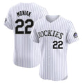 Colorado Rockies #22 Mickey Moniak Player White CONTON Limited Elite Home Stitched Jerseys