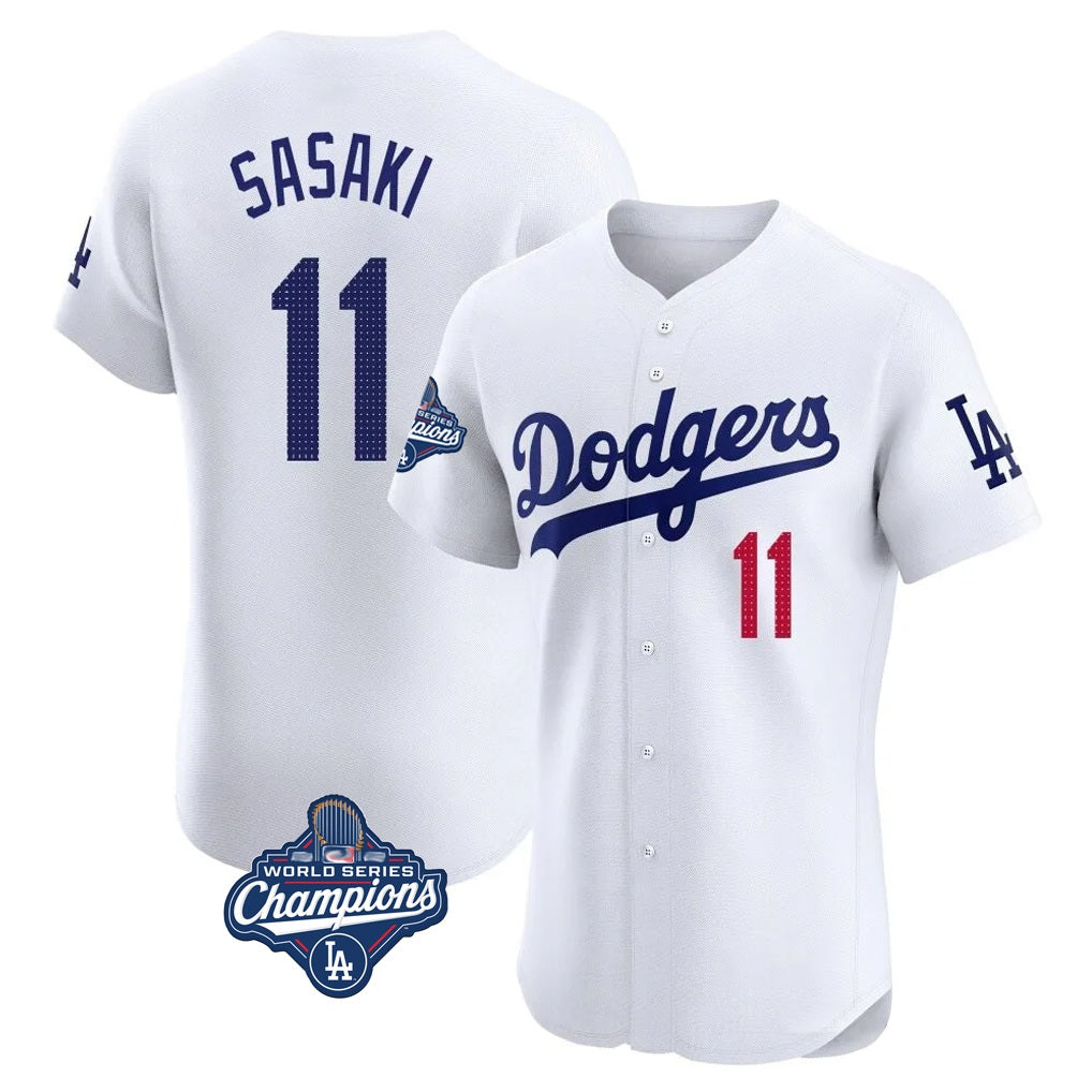 Los Angeles Dodgers #11 Roki Sasaki Player White CONTON World Series Meet Limited Elite Home Stitched Jerseys