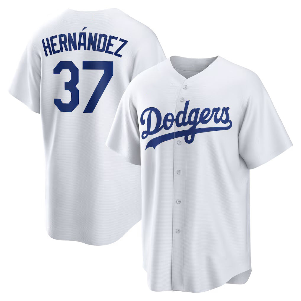 Los Angeles Dodgers #37 Teoscar Hernandez White CONTON Home Replica Jersey