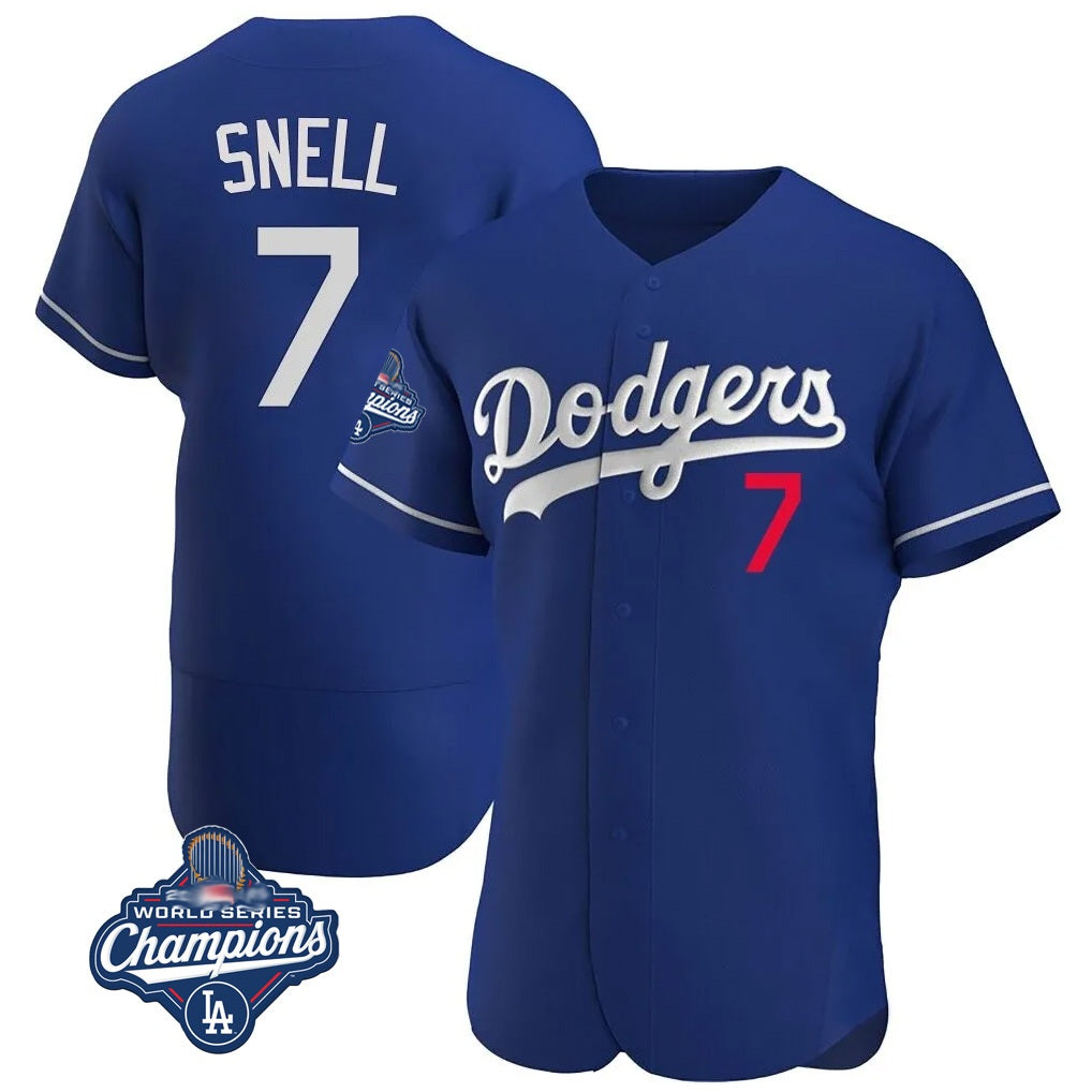 Los Angeles Dodgers #7 Blake Snell Player Royal CONTON Limited Elite World Series Meet Home Stitched Jerseys