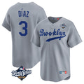Los Angeles Dodgers #3 Edwin D¨ªaz Player Gray CONTON World Series Game Limited Home Stitched Jerseys